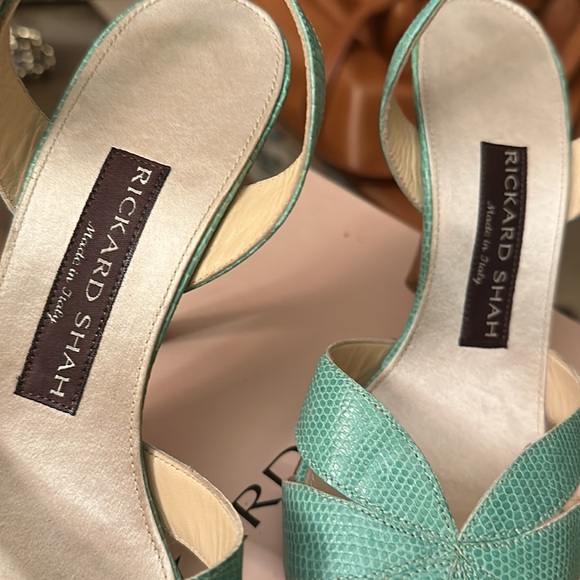 Rickard Shah Adele teal lizard sandal/heel - Picture 5 of 7